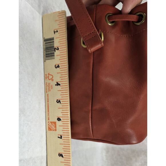 FEED Projects Harriet Leather Drawstring Bucket Bag - Terracotta Brown - EUC - Picture 7 of 12